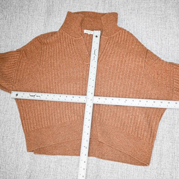Rag & Bone NY Small Maxine Ribbed Polo Sweater in Camel Brown - Picture 9 of 10